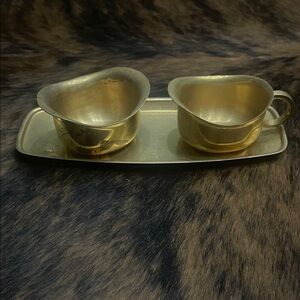 Elegant Gold Tone Creamer and Sugar Set